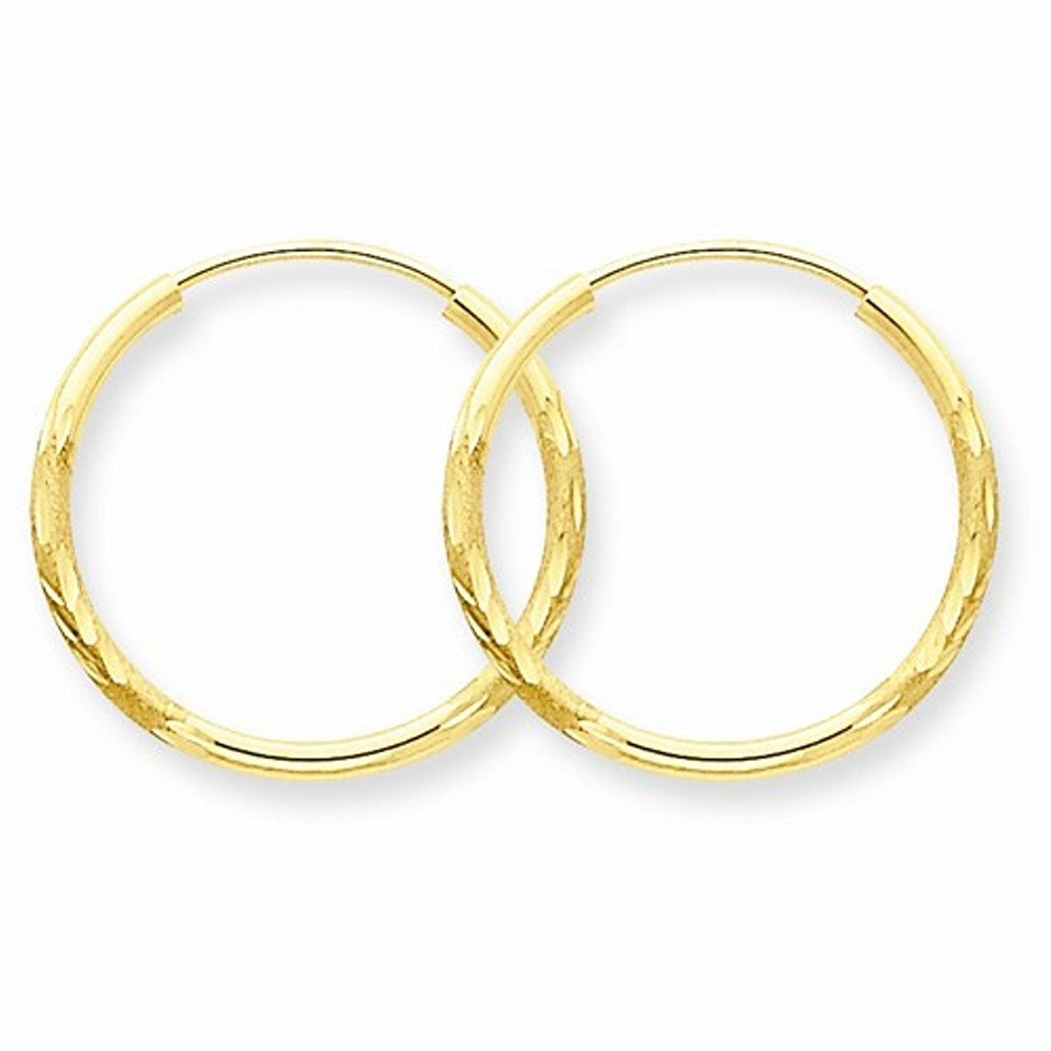 14K Yellow Gold 17mm x 1.5mm Round Endless Hoop Earrings