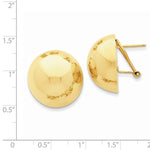 Kép betöltése a galériamegjelenítőbe: 14k Yellow Gold Polished 20mm Half Ball Omega Post Earrings
