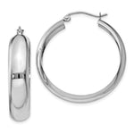 Charger l&#39;image dans la galerie, 14k White Gold Large Classic Polished Round Hoop Earrings
