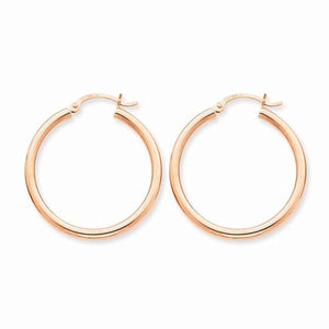 14K Rose Gold 30mm x 2.5mm Classic Round Hoop Earrings