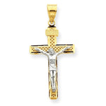 Lataa kuva Galleria-katseluun, 14k Gold Two Tone INRI Crucifix Cross Pendant Charm - [cklinternational]
