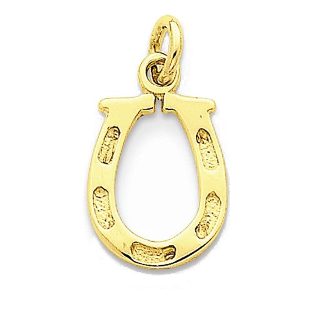 14k yellow gold horseshoe good luck pendant charm