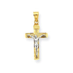 Kép betöltése a galériamegjelenítőbe: 14k Gold Two Tone INRI Crucifix Cross Small Pendant Charm - [cklinternational]
