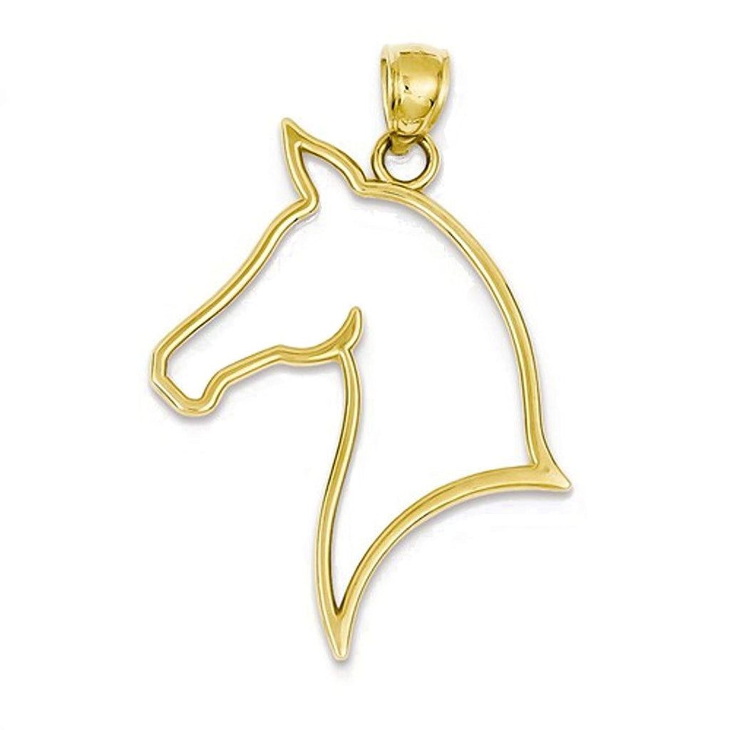 14k yellow gold horse pony head cutout pendant charm
