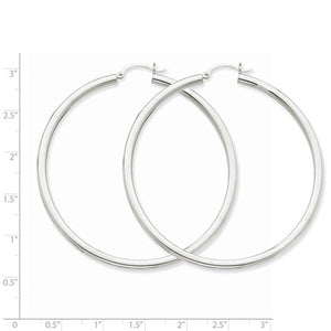 14K White Gold 60mm x 3mm Classic Round Hoop Earrings