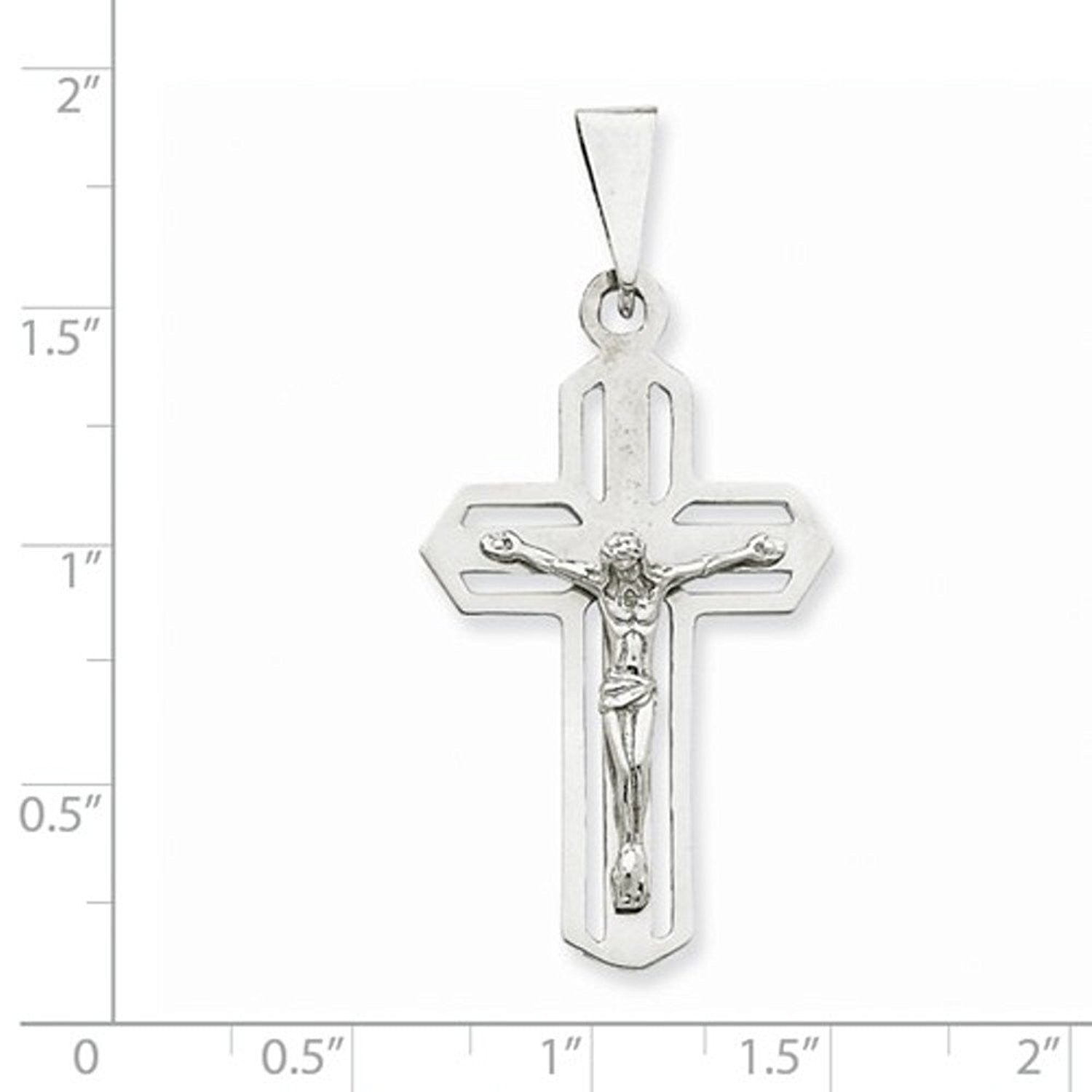 14k White Gold Crucifix Cross Flat Back Pendant Charm - [cklinternational]