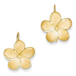 Afbeelding in Gallery-weergave laden, 14k Yellow Gold Plumeria Flower French Wire Dangle Earrings
