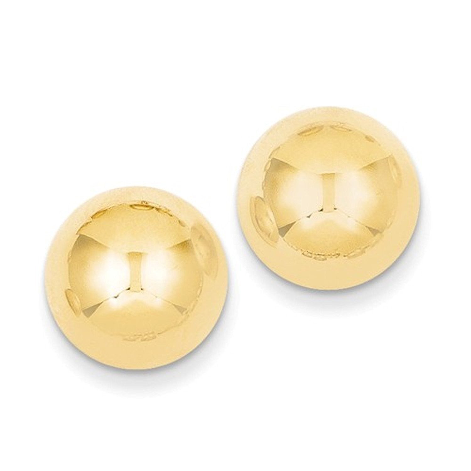 14k Yellow Gold 12mm Polished Half Ball Button Post Earrings