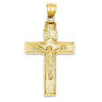 Lataa kuva Galleria-katseluun, 14k Yellow Gold Cross Crucifix Open Back Pendant Charm - [cklinternational]
