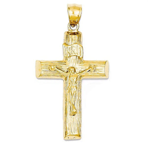 14k Yellow Gold Cross Crucifix Open Back Pendant Charm - [cklinternational]