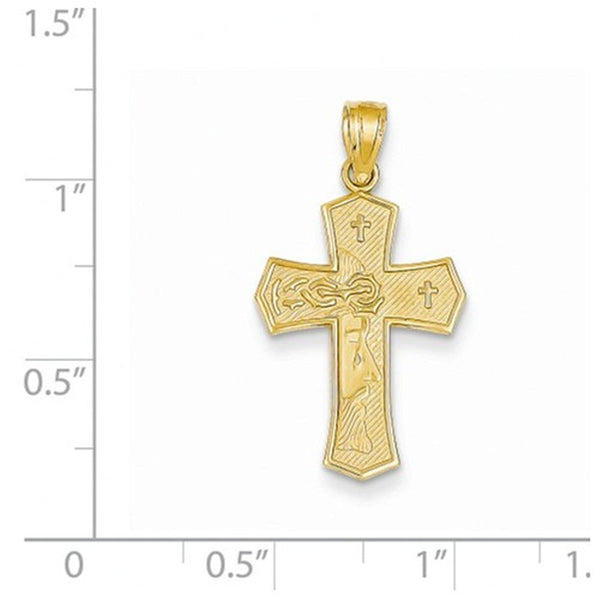 Lataa kuva Galleria-katseluun, 14k yellow gold ecce homo cross reversible pendant charm