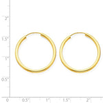 Lataa kuva Galleria-katseluun, 14K Yellow Gold 22mm x 2mm Round Endless Hoop Earrings
