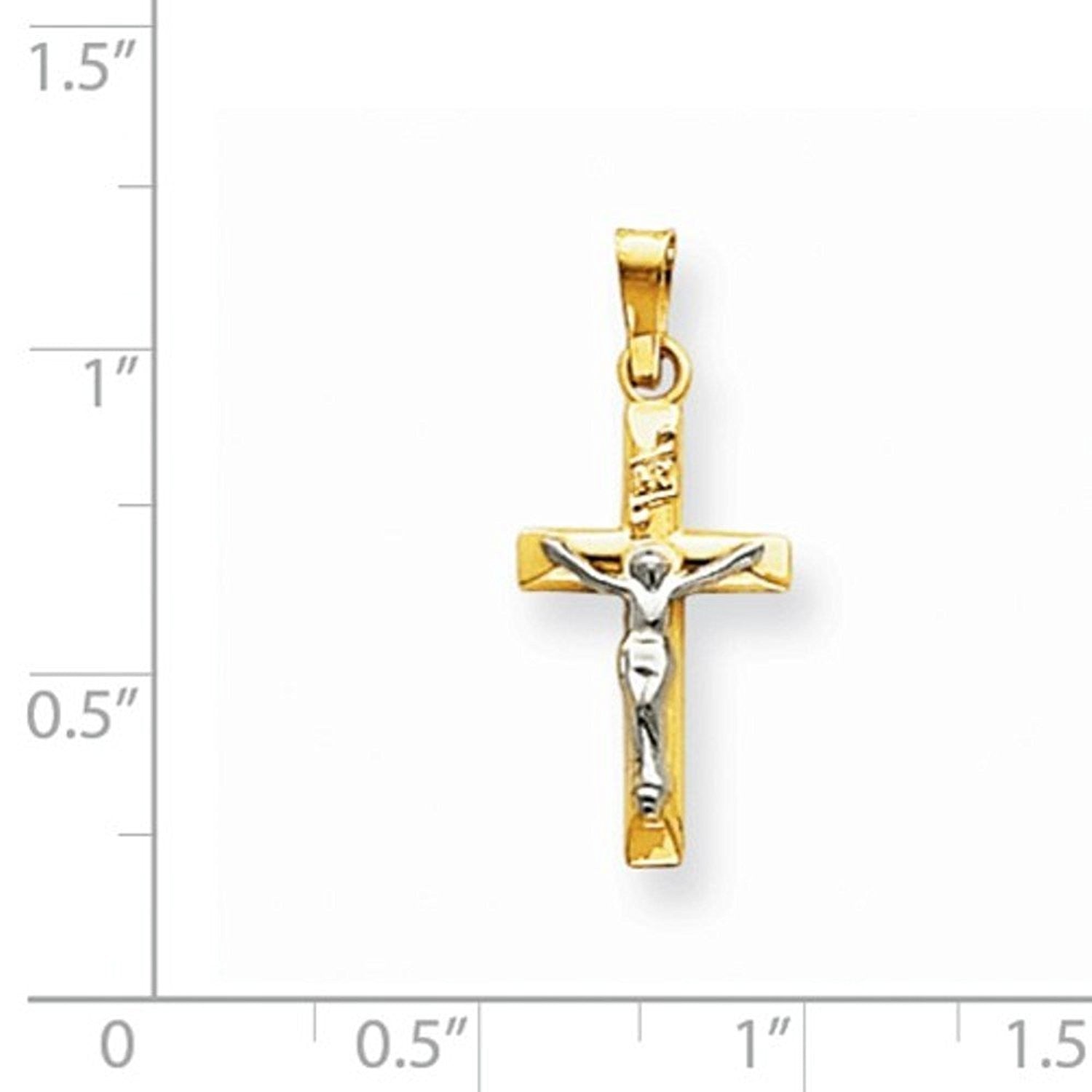 14k Gold Two Tone INRI Crucifix Cross Hollow Pendant Charm