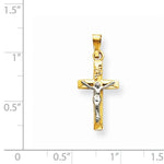Carica l&#39;immagine nel visualizzatore di Gallery, 14k Gold Two Tone INRI Crucifix Cross Hollow Pendant Charm
