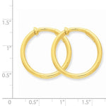 Lataa kuva Galleria-katseluun, 14K Yellow Gold 25mm x 2.5mm Non Pierced Round Hoop Earrings
