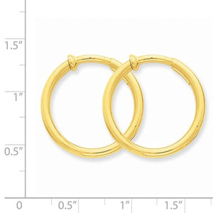 14K Yellow Gold 25mm x 2.5mm Non Pierced Round Hoop Earrings