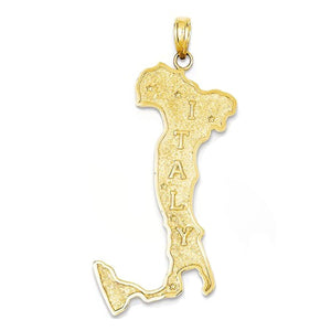 14k Yellow Gold Italy Map Large Pendant Charm