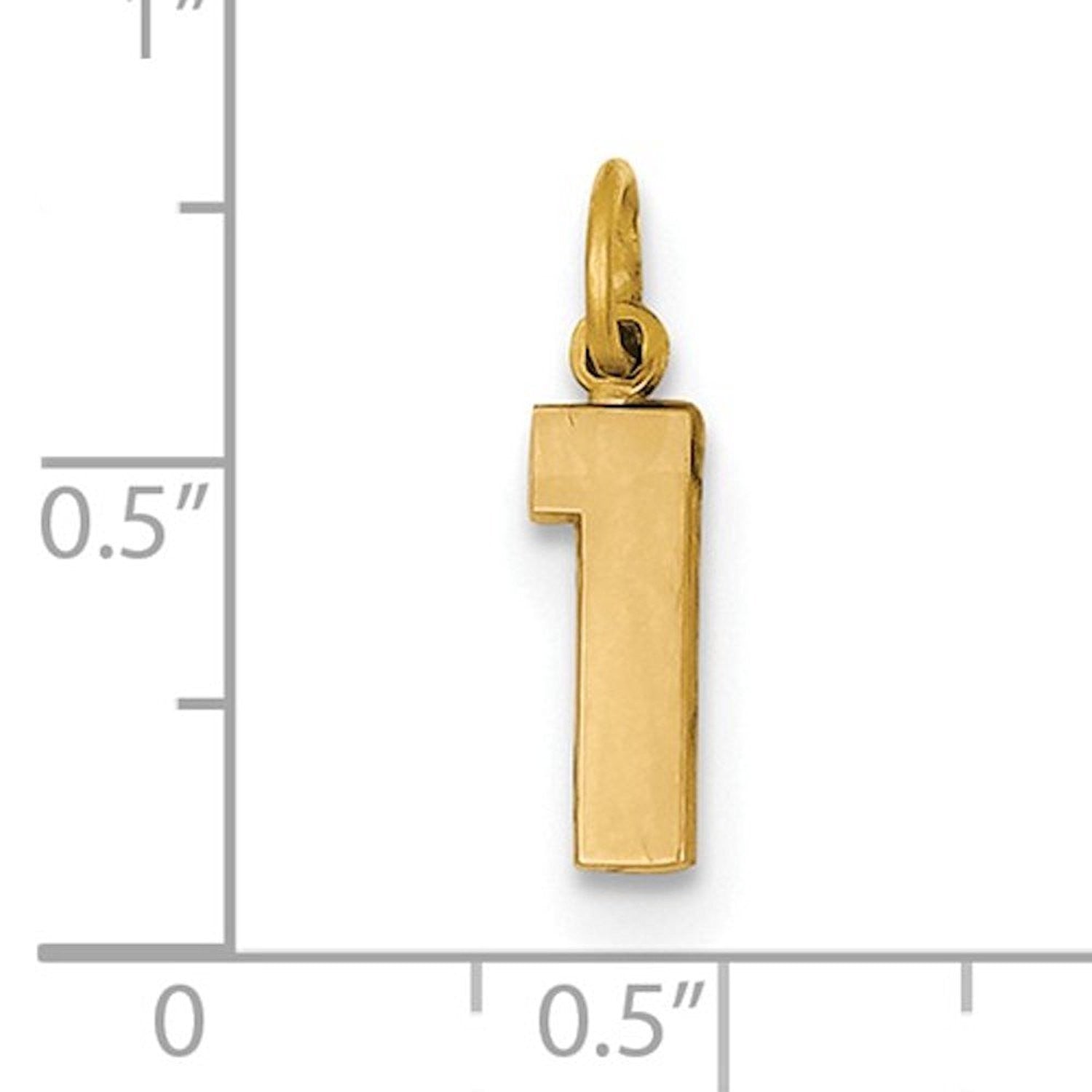 14k Yellow Gold Number 1 One Pendant Charm
