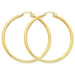 Lataa kuva Galleria-katseluun, 14K Yellow Gold 55mm x 3mm Lightweight Round Hoop Earrings
