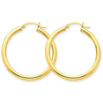 Lataa kuva Galleria-katseluun, 14K Yellow Gold 35mm x 3mm Classic Round Hoop Earrings
