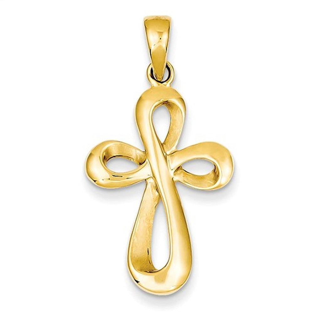 14k Yellow Gold Figure 8 Cross Pendant Charm - [cklinternational]
