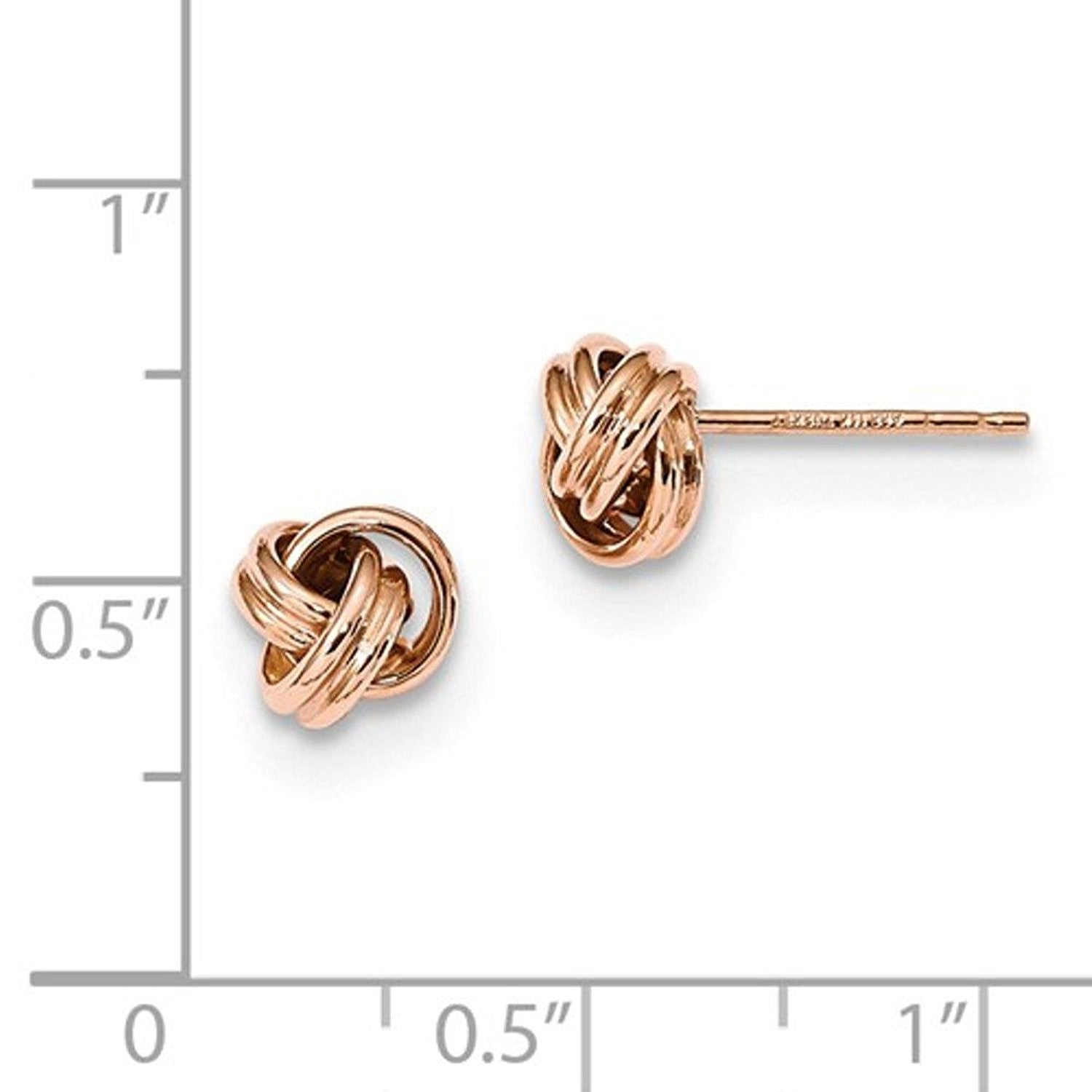 14k Rose Gold Classic Polished Love Knot Stud Post Earrings