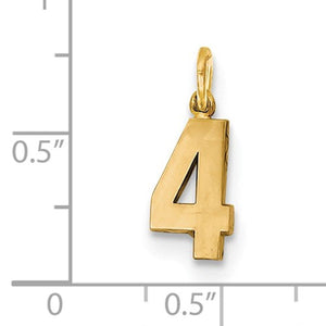 14k Yellow Gold Number 4 Four Pendant Charm