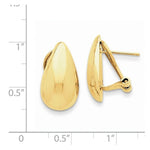 Charger l&#39;image dans la galerie, 14k Yellow Gold Polished Teardrop Omega Clip Back Earrings
