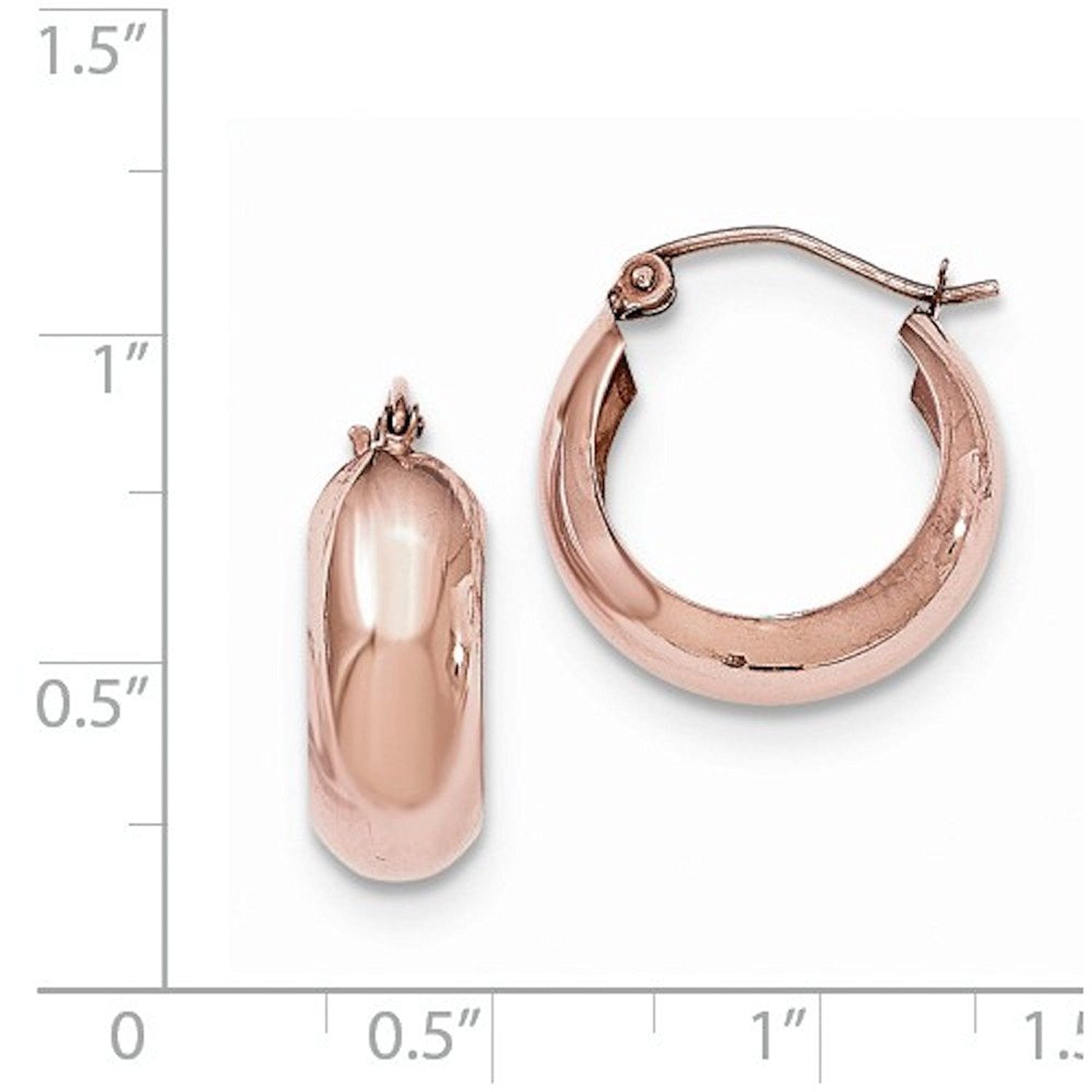 14K Rose Gold 17mm x 7mm Classic Round Hoop Earrings