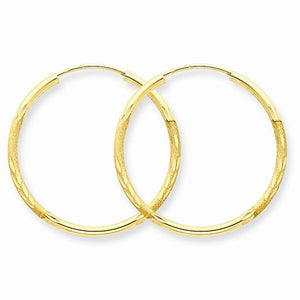 14K Yellow Gold 22mm x 1.5mm Round Endless Hoop Earrings