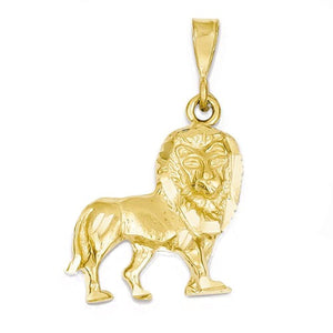 14k Yellow Gold Lion Open Back Pendant Charm