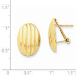 Załaduj obraz do przeglądarki galerii, 14k Yellow Gold Oval Textured Button Omega Back Post Earrings
