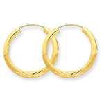Carica l&#39;immagine nel visualizzatore di Gallery, 14K Yellow Gold 15mm Satin Textured Round Endless Hoop Earrings
