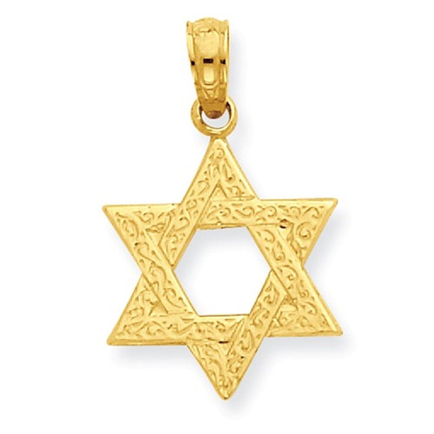 14k Yellow Gold Star of David Pendant Charm