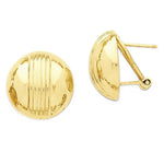 Indlæs billede til gallerivisning 14k Yellow Gold Striped 16mm Half Ball Omega Post Earrings
