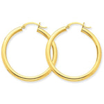 Charger l&#39;image dans la galerie, 14K Yellow Gold 35mm x 3mm Lightweight Round Hoop Earrings
