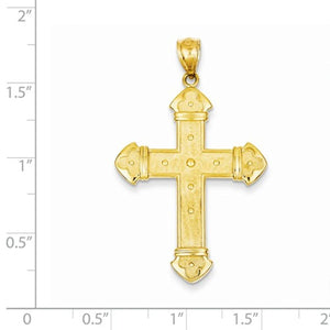 14k Yellow Gold Budded Cross Pendant Charm - [cklinternational]