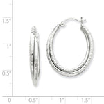 Charger l&#39;image dans la galerie, 14k White Gold Large Oval Hammered Style Hoop Earrings
