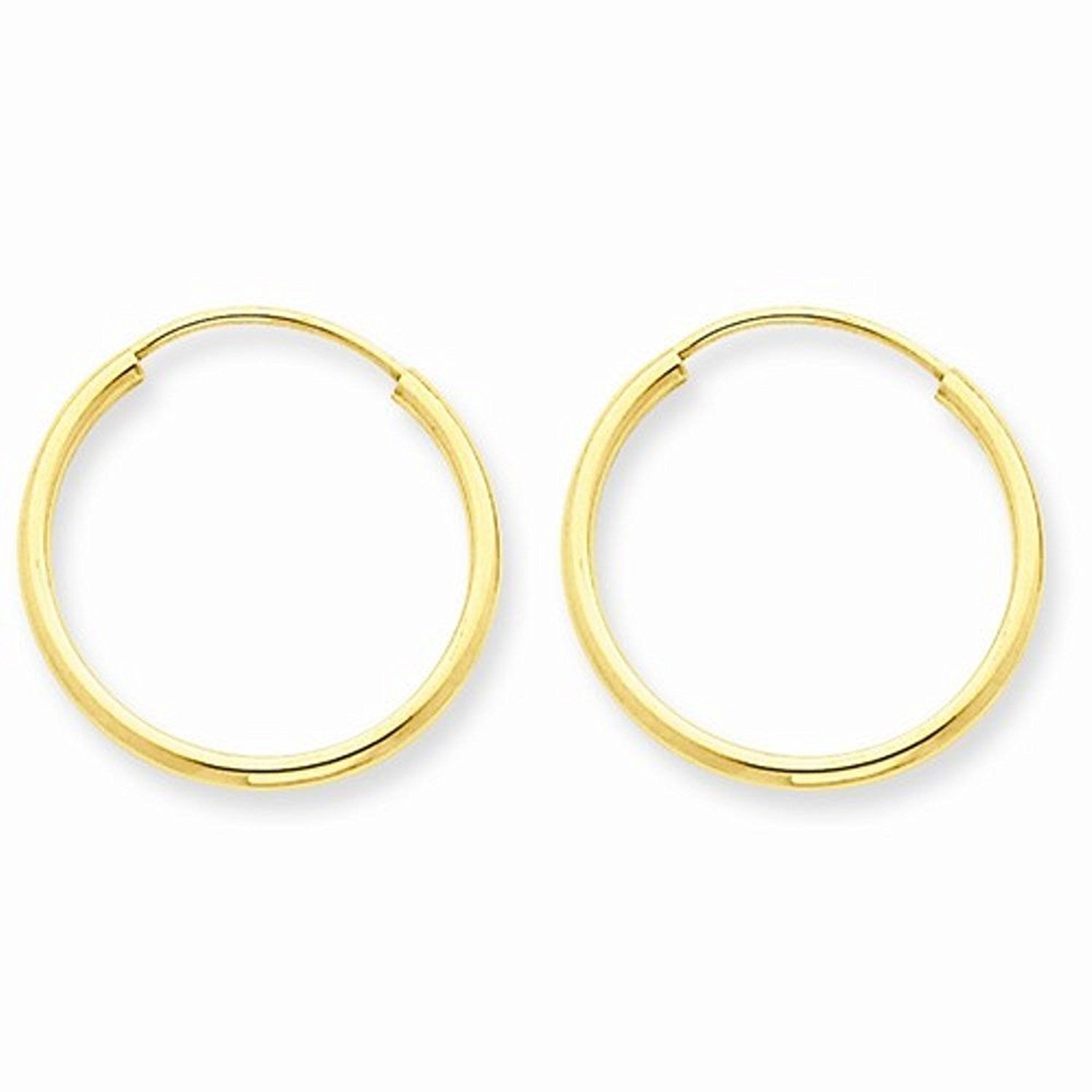 14K Yellow Gold 17mm x 1.5mm Endless Round Hoop Earrings