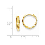 Indlæs billede til gallerivisning 14k Yellow Gold 14mm Modern Hinged Hoop Huggie Earrings
