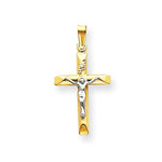 Загрузить изображение в средство просмотра галереи, 14k Gold Two Tone INRI Crucifix Cross Hollow Pendant Charm
