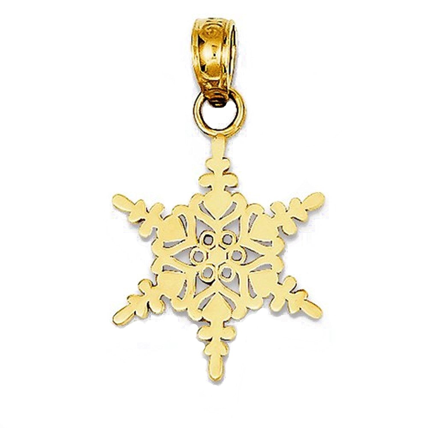14k Yellow Gold Snowflake Small Pendant Charm