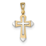Afbeelding in Gallery-weergave laden, 14k Gold Two Tone Passion Cross Flat Back Pendant Charm

