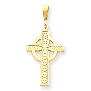 14k Yellow Gold Celtic Cross Pendant Charm