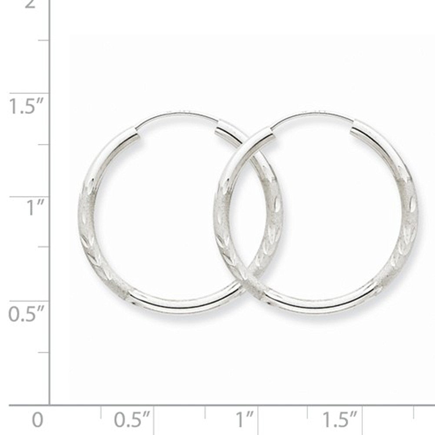 14K White Gold 23mm Satin Textured Round Endless Hoop Earrings
