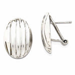 Load image into Gallery viewer, 14k White Gold Oval Textured Button Omega Back Post Earrings
