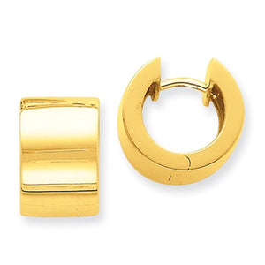 14k Yellow Gold 14mm Classic Hinged Hoop Huggie Earrings