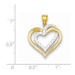 Lataa kuva Galleria-katseluun, 14k Two Tone Gold Heart Pendant Charm

