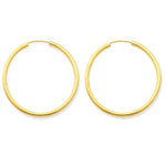 Indlæs billede til gallerivisning 14K Yellow Gold 30mm x 2mm Round Endless Hoop Earrings
