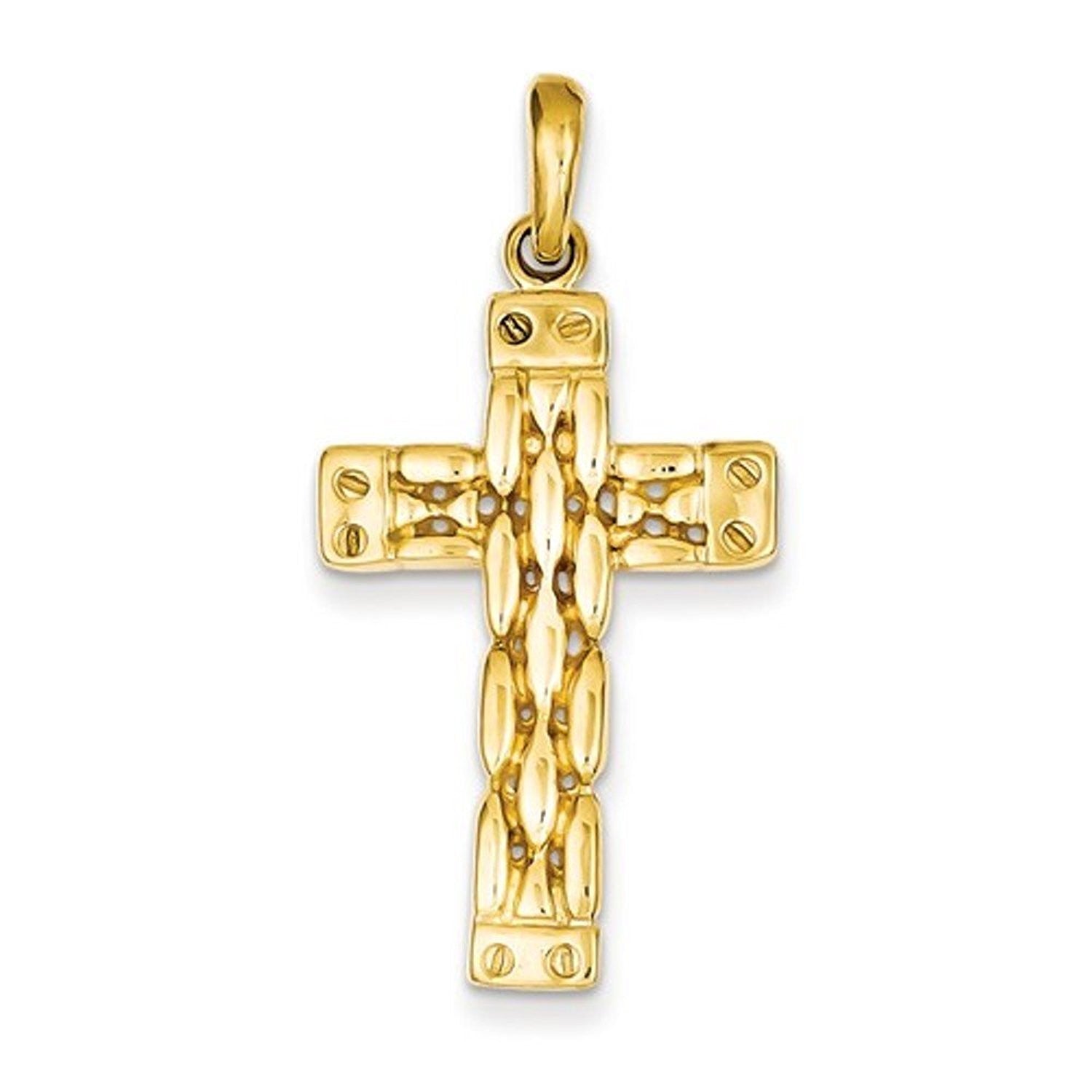 14k Yellow Gold Panther Style Cross Pendant Charm